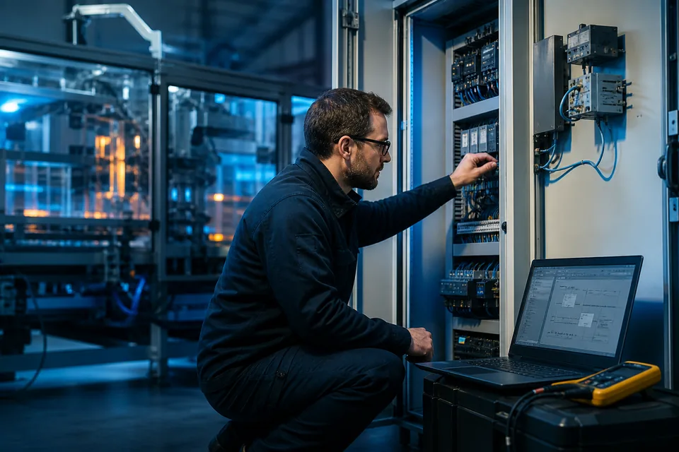 Automation engineer programming and commissioning a control system
